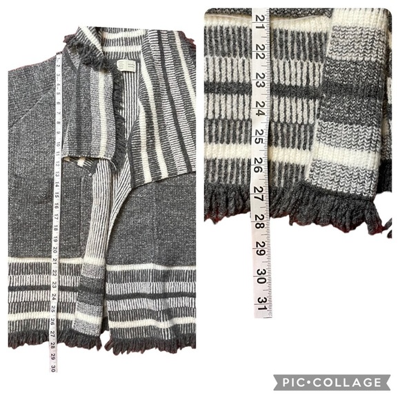 Anthropologie SaturdaySunday Portland Collar Gray Sweater/Cardigan w/Fringe - Picture 13 of 14